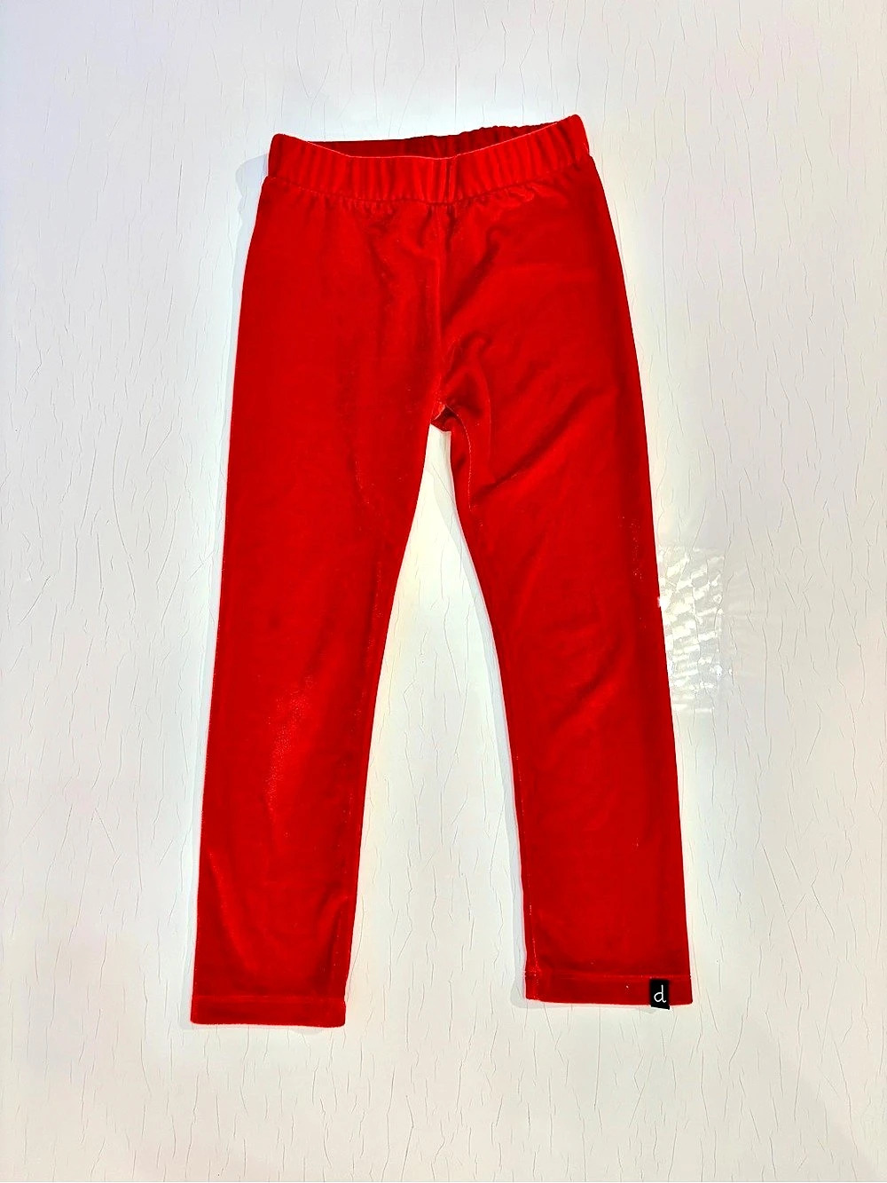 Deux Par Deux Girls Red Velvet Leggings